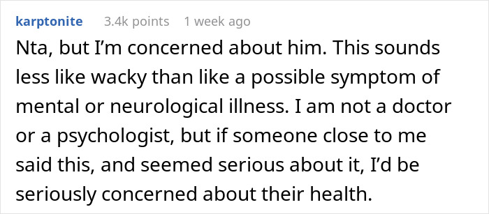 Comment discussing health concerns related to a man's idea of inventing a new color, mentioning mental and neurological illness. Comment discussing health concerns related to a man's idea of inventing a new color, mentioning mental and neurological illness.