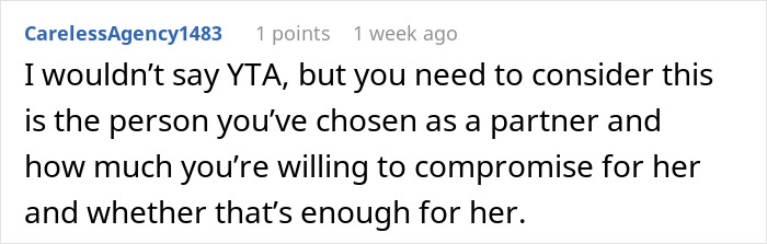 Comment on partner compromise in vegetarian meal prep discussion. Comment on partner compromise in vegetarian meal prep discussion.