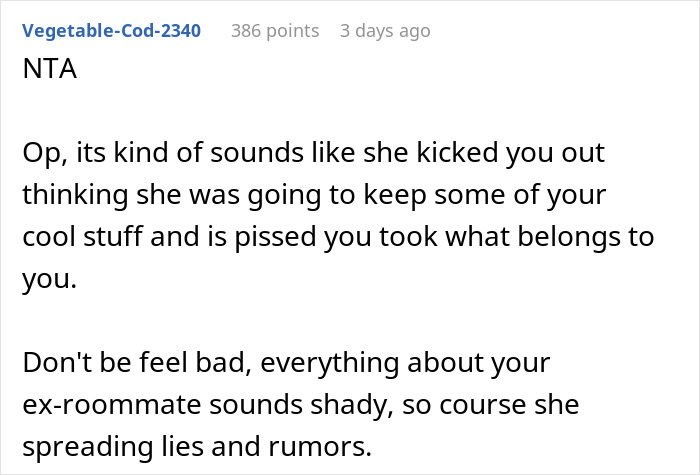 Woman Is Mad After Roommate Takes Everything He Bought Upon Being Kicked Out, Gets A Reality Check Woman Is Mad After Roommate Takes Everything He Bought Upon Being Kicked Out, Gets A Reality Check