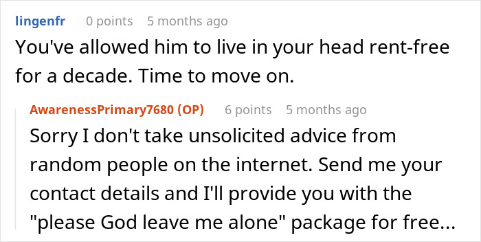 Online conversation about client, long-term revenge plans.
