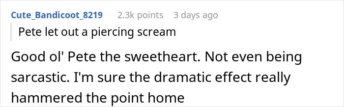 Reddit comment discussing a dramatic scream during a meeting, related to vomiting blood incident. Reddit comment discussing a dramatic scream during a meeting, related to vomiting blood incident.