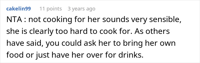 Reddit comment discussing issues with SIL's new allergy claims at dinner. Reddit comment discussing issues with SIL's new allergy claims at dinner.