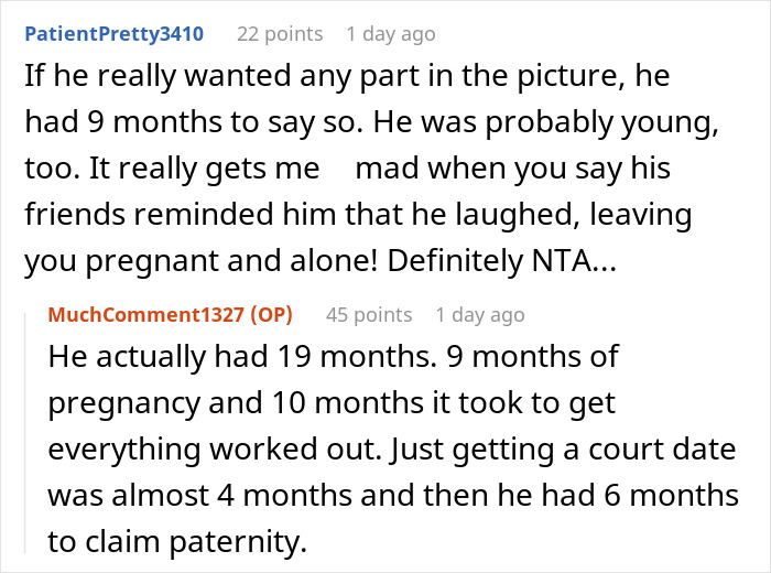 Reddit discussion about a teen dumping pregnant girlfriend, mentioning her giving up the child for adoption.