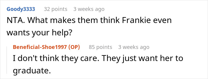 Reddit comments discussing a stepkid wanting tutoring despite past bullying.