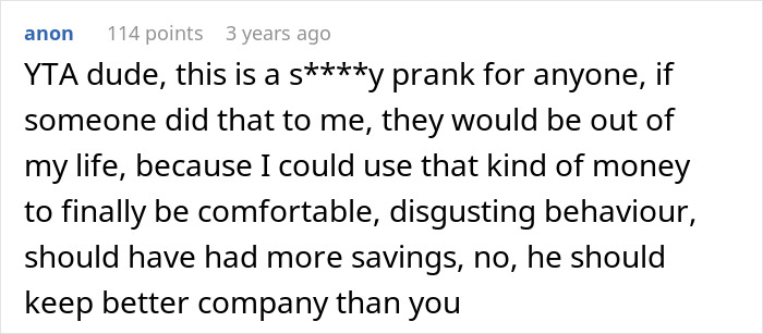Comment criticizing a prank involving a fake $50K lottery ticket. Comment criticizing a prank involving a fake $50K lottery ticket.