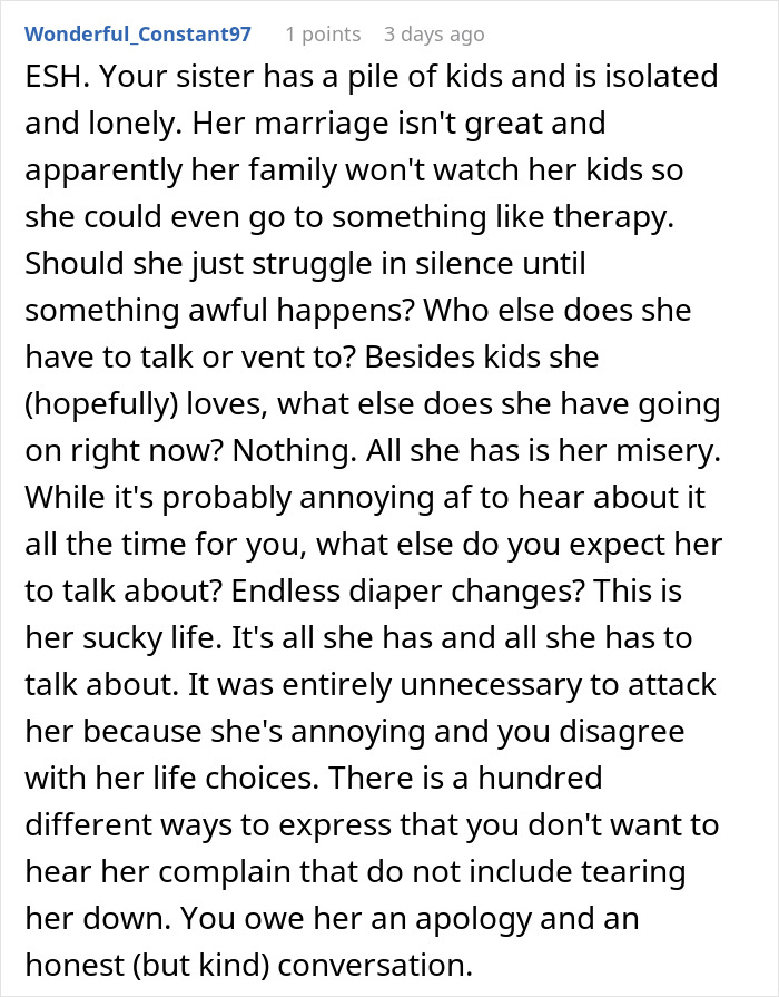 Text discussion about family issues and parenting challenges.