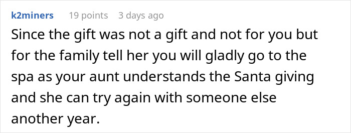Text comment about pregnancy announcement not being a Christmas gift from user k2miners. Text comment about pregnancy announcement not being a Christmas gift from user k2miners.