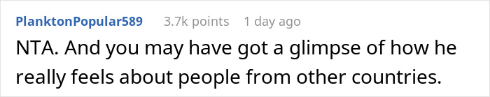 Reddit comment about a woman's perfect comeback to a boyfriend's racist joke. Reddit comment about a woman's perfect comeback to a boyfriend's racist joke.