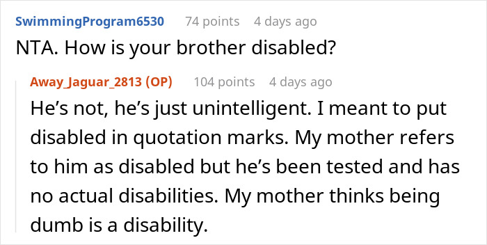 &ldquo;Being Dumb Is A Disability&rdquo;: Woman Cuts Parents Off After They Leave Everything To &ldquo;Disabled&rdquo; Son