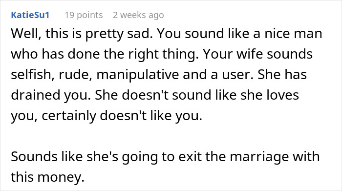 Man Considers Divorce When Wife Refuses To Share Her Inheritance After Relying On Him For 22 Years