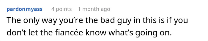 Comment about revealing affair to fianc&eacute;e in wedding involvement situation.