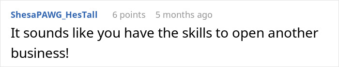Reddit comment encouraging starting a new business for revenge.