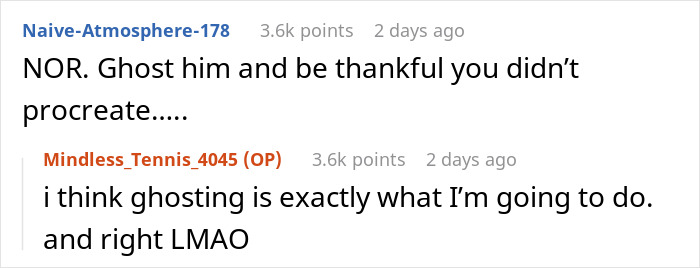 Reddit comments discussing relationship advice, with users suggesting ghosting a deceptive boyfriend. Reddit comments discussing relationship advice, with users suggesting ghosting a deceptive boyfriend.