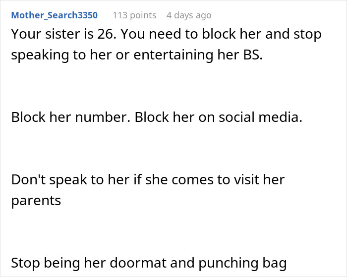 26YO Holds Lifelong Grudge Against 16YO Sis For Having A Modern Name, Turns Nasty Over It