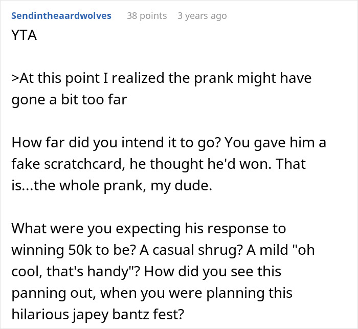 Text exchange about a prank involving a fake $50K lottery ticket. Discussion of the prank's effects. Text exchange about a prank involving a fake $50K lottery ticket. Discussion of the prank's effects.