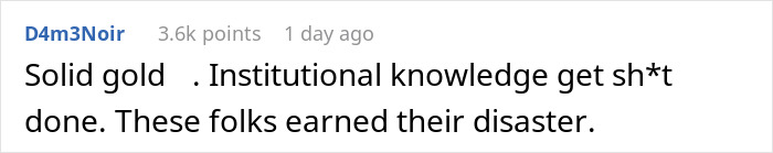 Comment highlighting loss of institutional knowledge in software team removal.