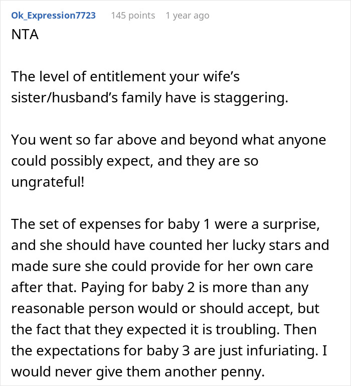 Text discussing issues about covering costs related to sister's childbirth expenses and family expectations.