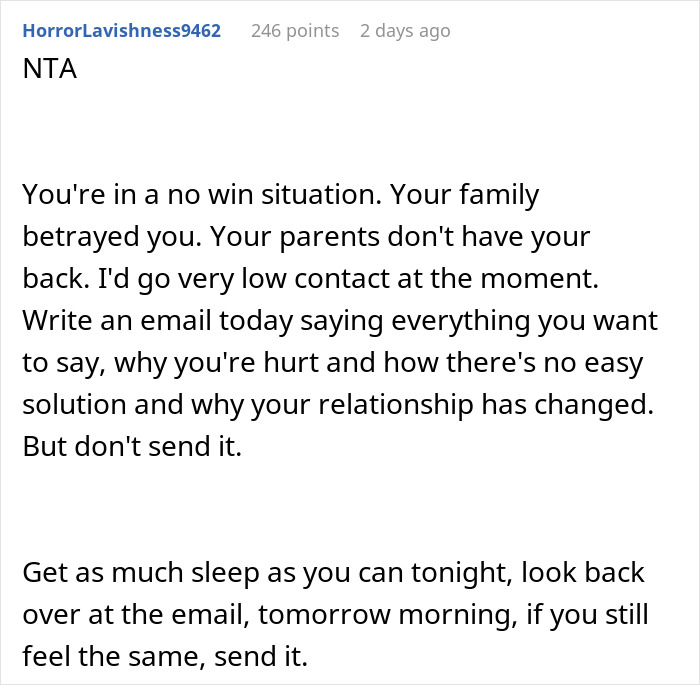 Text discussion on betrayal, low family contact, and emotional email advice. Text discussion on betrayal, low family contact, and emotional email advice.