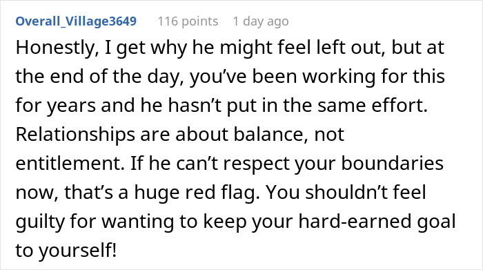 Text from a forum discussing relationship balance and boundaries with reference to a boyfriend upset over a mortgage. Text from a forum discussing relationship balance and boundaries with reference to a boyfriend upset over a mortgage.