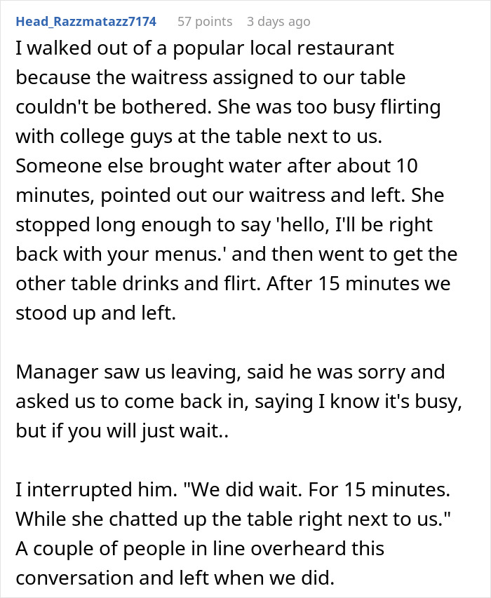 Customer story about tipping 10% for bad service, leading to a restaurant ban, described in an online comment. Customer story about tipping 10% for bad service, leading to a restaurant ban, described in an online comment.