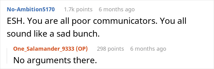 Reddit comments discussing poor communication and in-laws brunch dinner exclusion. Reddit comments discussing poor communication and in-laws brunch dinner exclusion.