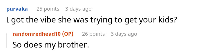 Reddit comment exchange about a sister secretly calling CPS on a family.