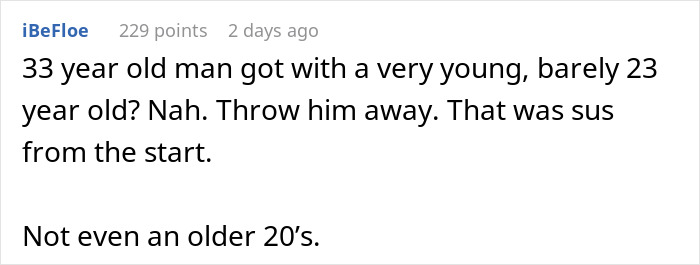 Reddit comment discussing relationship age difference and trust issues.