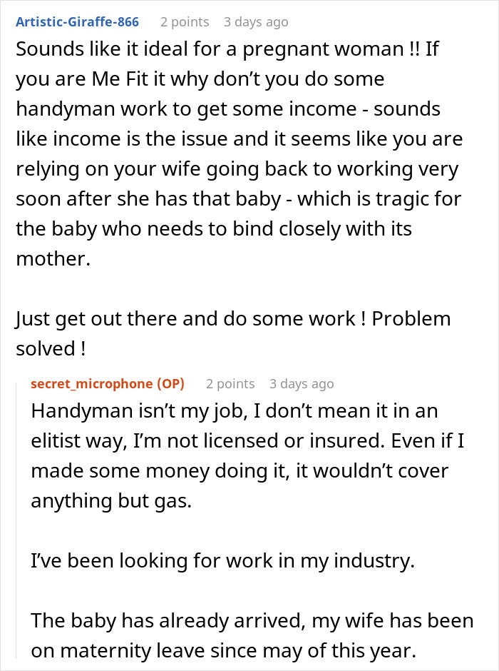 Online discussion about husband upset over expensive gift maintenance, seeking advice.