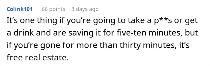 Text exchange on petty revenge at resort, discussing saving a spot for too long.