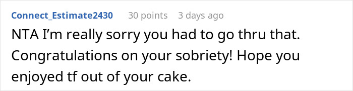 Comment offering support and congratulating a woman's sobriety milestone. Comment offering support and congratulating a woman's sobriety milestone.