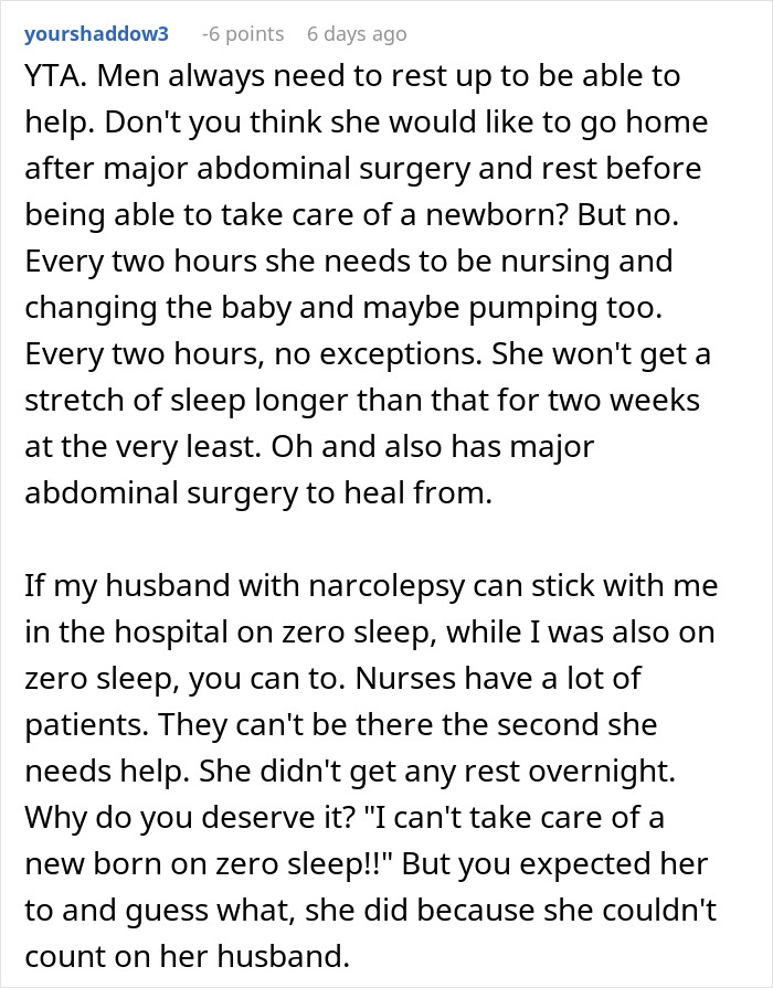 &ldquo;AITA For Not Staying With My Wife After Her C-Section?&rdquo;