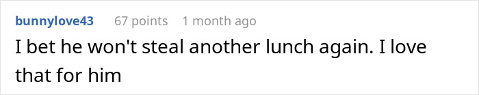 Comment about office worker&rsquo;s lunch theft situation with humorous tone.