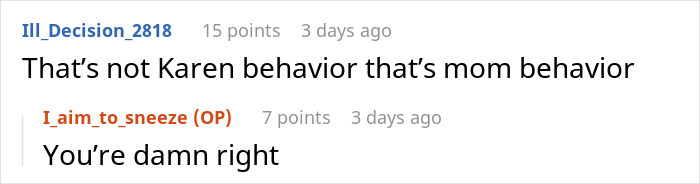Comment screenshot discussing mom behavior related to a school dress code loophole. Comment screenshot discussing mom behavior related to a school dress code loophole.