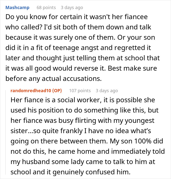 Reddit thread discussing a family's shock over betrayal involving CPS call.