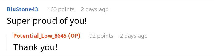 Reddit comments discussing a husband's choice between mom, sister, and wife. User BluStone43 praises OP.