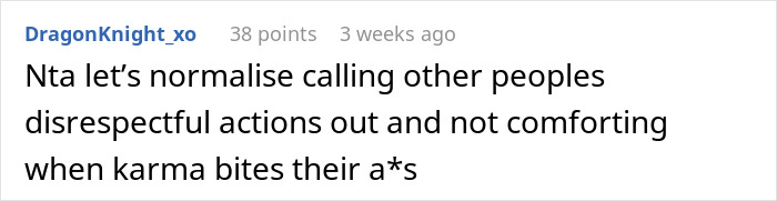 Reddit comment about karma affecting those who act disrespectfully.