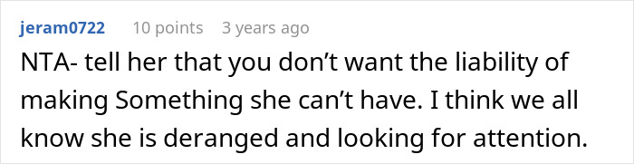 Comment suggesting not cooking for someone who claims new allergies at every meal. Comment suggesting not cooking for someone who claims new allergies at every meal.