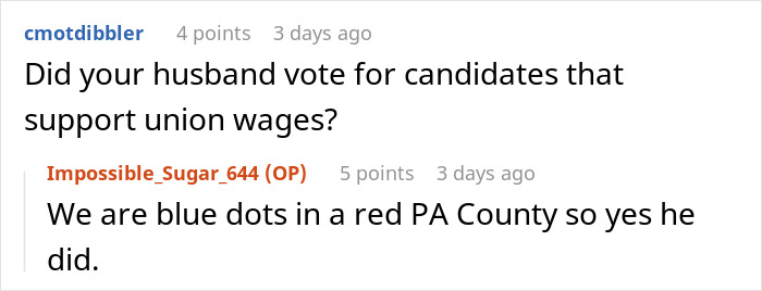 Text exchange discussing union wages and voting in PA County. Text exchange discussing union wages and voting in PA County.
