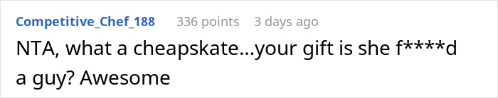 Reddit comment criticizing a pregnancy announcement as a Christmas present idea. Reddit comment criticizing a pregnancy announcement as a Christmas present idea.