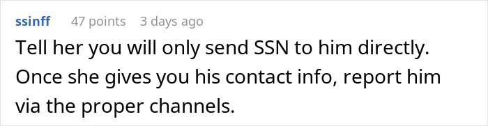 User discussing boyfriend's social security number request in online forum. User discussing boyfriend's social security number request in online forum.