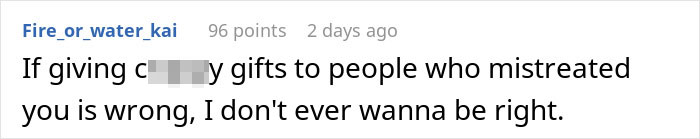 Comment on choosing mom and sister over wife, expressing frustration with mistreatment.