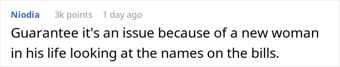 Comment discussing relationship dynamics and financial bills, related to revenge. Comment discussing relationship dynamics and financial bills, related to revenge.