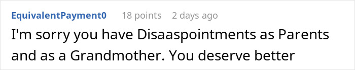 Online user comment discussing parenting disappointments.