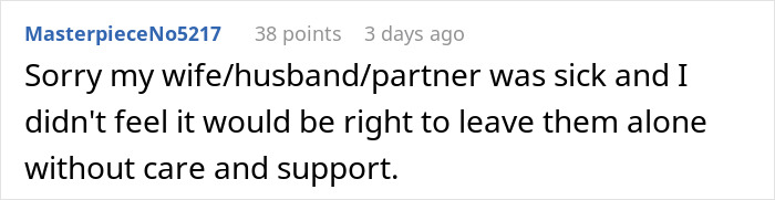 Reddit comment about supporting a sick partner, gaining satisfaction from karma. Reddit comment about supporting a sick partner, gaining satisfaction from karma.