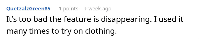 Comment discussing the removal of Amazon's "Try Before You Buy" service. Comment discussing the removal of Amazon's "Try Before You Buy" service.