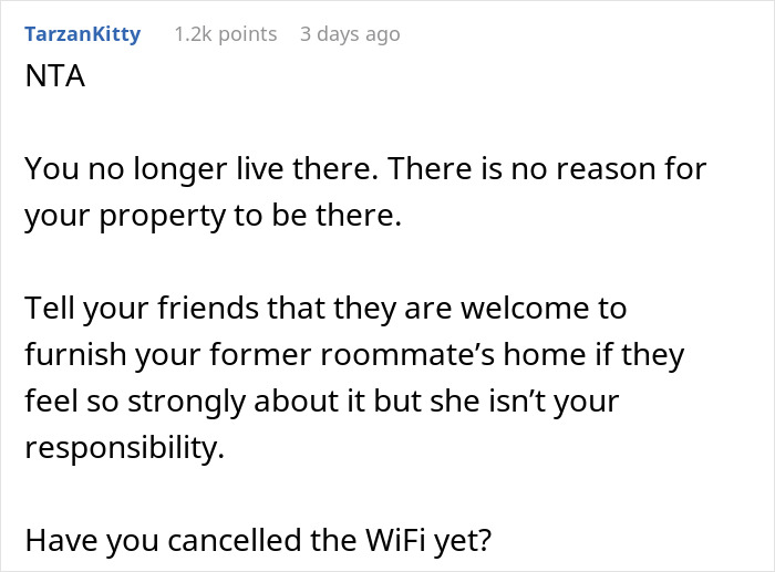 Woman Is Mad After Roommate Takes Everything He Bought Upon Being Kicked Out, Gets A Reality Check Woman Is Mad After Roommate Takes Everything He Bought Upon Being Kicked Out, Gets A Reality Check