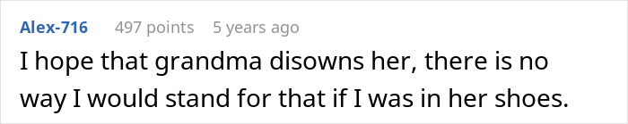 Text comment expressing disapproval regarding a mother and a family heirloom ring. Text comment expressing disapproval regarding a mother and a family heirloom ring.