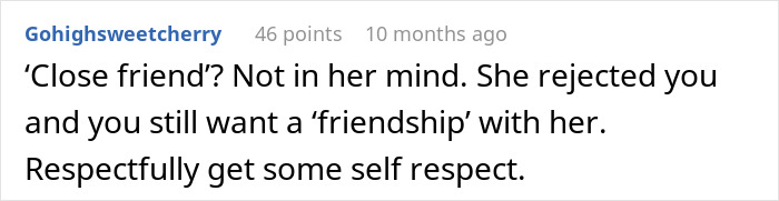 Reddit comment questioning a friendship after being uninvited from wedding.