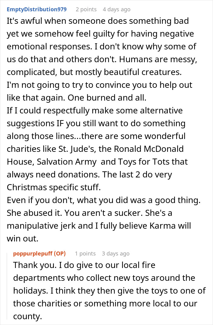 Woman Learns A Harsh Lesson After Donating To A Struggling Family On Holiday