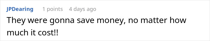 Reddit comment about saving money, potentially linked to greedy managers and garbage collectors issue. Reddit comment about saving money, potentially linked to greedy managers and garbage collectors issue.